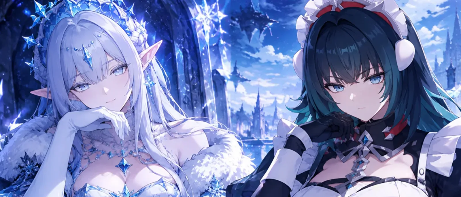 Tsaritsa and Danica, the two 7.3 Genshin Impact characters, as the art in Nixo’s video shows them in a Snezhnaya palace
