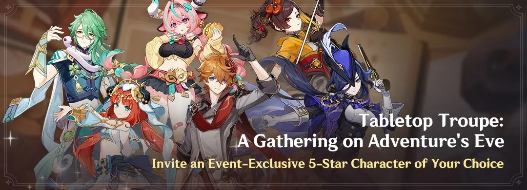 Tabletop Troupe: A Gathering on Adventure's Eve, Genshin Impact limited event key art