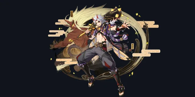 Arataki Itto wish art, Geo Claymore character | Genshin Impact